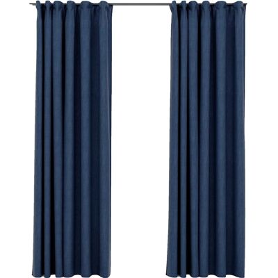 vidaXL Verdunkelungsvorhänge mit Haken 2 Stück Blau 140x225 cm vidaXL Verdunkelungsvorhänge mit Haken 2 Stück Blau 140x225 cm