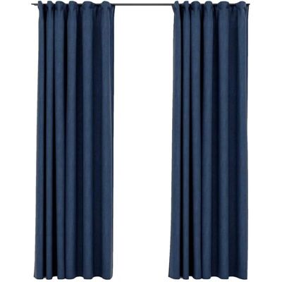 vidaXL Blackout Gardinen - Leinenoptik, 2 Stück, Blau, 140x245 cm vidaXL Blackout Gardinen - Leinenoptik, 2 Stück, Blau, 140x245 cm