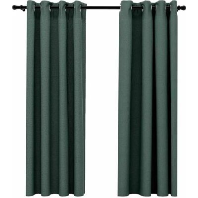 Tende oscuranti effetto lino con occhielli - Verde - 2 pz - 140x175cm Tende oscuranti effetto lino con occhielli - Verde - 2 pz - 140x175cm