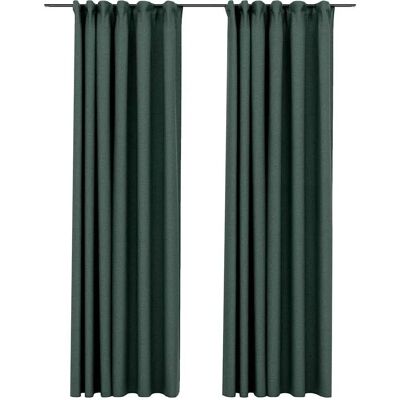 Tende oscuranti effetto lino verde 140x225cm vidaXL Tende oscuranti effetto lino verde 140x225cm vidaXL