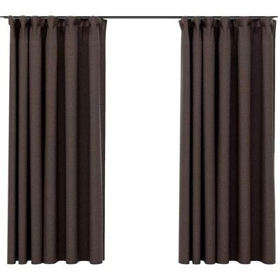 vidaXL Taupe Linnedesign Mørklægningsgardiner - 2 stk, 140x175cm vidaXL Taupe Linnedesign Mørklægningsgardiner - 2 stk, 140x175cm
