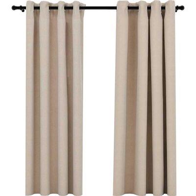 vidaXL Beige Linnen-Look Verduisteringsgordijnen - 2 stuks vidaXL Beige Linnen-Look Verduisteringsgordijnen - 2 stuks