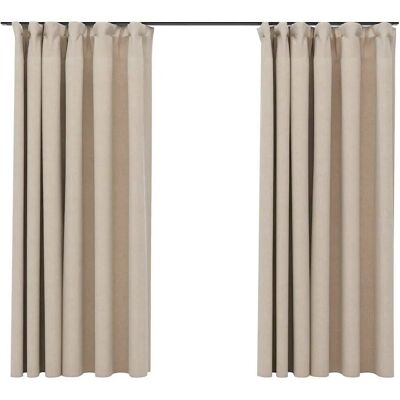 Zasłony zaciemniające z efektem lnu - 2 sztuki - Beżowe - 140x175 cm - Zasłony Zasłony zaciemniające z efektem lnu - 2 sztuki - Beżowe - 140x175 cm - Zasłony