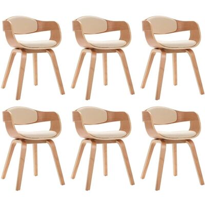 VidaXL 3054817 Silla de comedor de madera curva y cuero sintético - 6 unidades VidaXL 3054817 Silla de comedor de madera curva y cuero sintético - 6 unidades