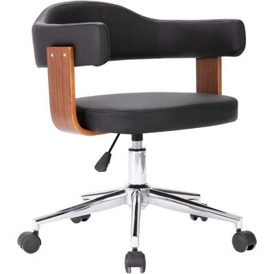 vidaXL Bureaustoel - Zwarte draaistoel met houten frame & kunstleer vidaXL Bureaustoel - Zwarte draaistoel met houten frame & kunstleer