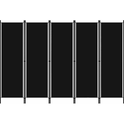 Divisor de habitación de 5 paneles vidaXL negro 250x180 cm - Separador Divisor de habitación de 5 paneles vidaXL negro 250x180 cm - Separador