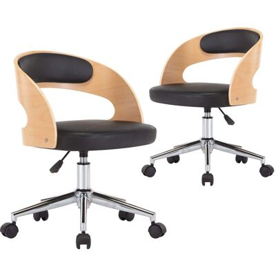 vidaXL 3054917 chaise de salle à manger - Ensemble en bois et cuir noir ergonomique vidaXL 3054917 chaise de salle à manger - Ensemble en bois et cuir noir ergonomique