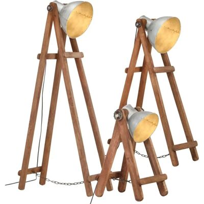 vidaXL Lampy stojące 3 szt. srebrne E27 mango litego drewna - Lampy stojące vidaXL Lampy stojące 3 szt. srebrne E27 mango litego drewna - Lampy stojące
