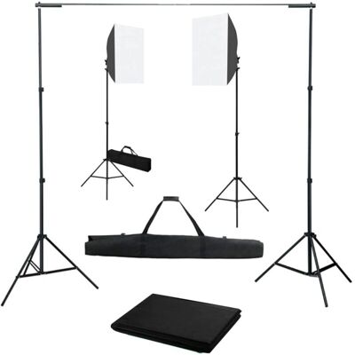 vidaXL Fotostudie Sæt med Softbox-lys og Baggrund vidaXL Fotostudie Sæt med Softbox-lys og Baggrund