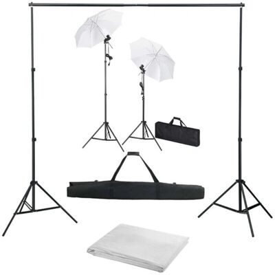 vidaXL Fotostudio Set - Verstelbaar Achtergrond, Verlichting & Accessoires vidaXL Fotostudio Set - Verstelbaar Achtergrond, Verlichting & Accessoires