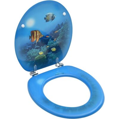vidaXL WC Toilet Seat mit Deckel MDF Deep Sea Design - Toilet Seat vidaXL WC Toilet Seat mit Deckel MDF Deep Sea Design - Toilet Seat