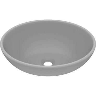 vidaXL Luxury Basin Oval Light Grey Ceramic Bathroom Vanity Sink vidaXL Luxury Basin Oval Light Grey Ceramic Bathroom Vanity Sink