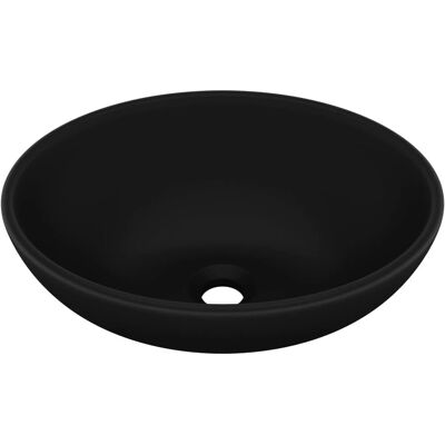 vidaXL Luksusowa owalna czarna matowa ceramiczna umywalka vidaXL Luksusowa owalna czarna matowa ceramiczna umywalka