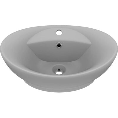 vidaXL Owalna ceramiczna umywalka jasny szary - Umywalka vidaXL Owalna ceramiczna umywalka jasny szary - Umywalka