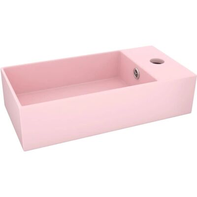 vidaXL Bathroom Sink with Overflow Ceramic Matt Pink - Bathroom Sink vidaXL Bathroom Sink with Overflow Ceramic Matt Pink - Bathroom Sink