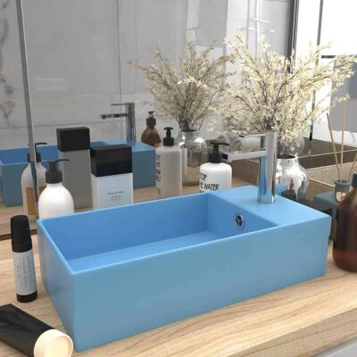 vidaXL Badezimmer-Waschbecken mit Überlauf Keramik Hellblau - Badezimmer-Waschbecken vidaXL Badezimmer-Waschbecken mit Überlauf Keramik Hellblau - Badezimmer-Waschbecken