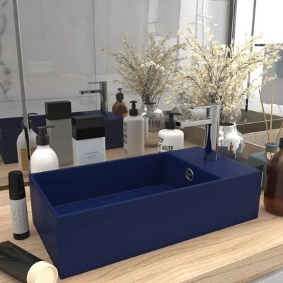 vidaXL Badezimmer-Waschbecken mit Überlauf Keramik Dunkelblau - Bathroom Sink vidaXL Badezimmer-Waschbecken mit Überlauf Keramik Dunkelblau - Bathroom Sink