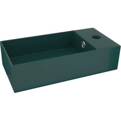 vidaXL Bathroom Sink with Overflow Ceramic Dark Green - Bathroom Sink vidaXL Bathroom Sink with Overflow Ceramic Dark Green - Bathroom Sink