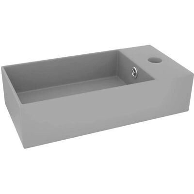 vidaXL Łazienkowa umywalka z przelewem ceramiczna jasnoszara - Umywalka łazienkowa vidaXL Łazienkowa umywalka z przelewem ceramiczna jasnoszara - Umywalka łazienkowa