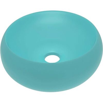 vidaXL Luxe Ronde Mat Lichtgroen Wastafel - Keramiek 40x15 cm vidaXL Luxe Ronde Mat Lichtgroen Wastafel - Keramiek 40x15 cm
