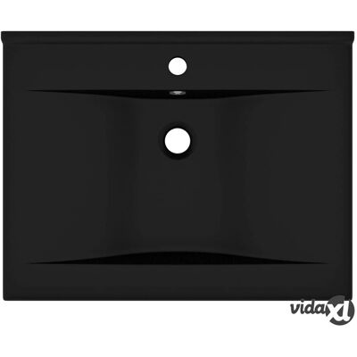 vidaXL Schwarzes Matten Keramikwaschbecken mit Armaturenloch - 60x46 cm vidaXL Schwarzes Matten Keramikwaschbecken mit Armaturenloch - 60x46 cm