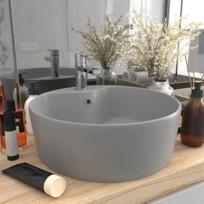 vidaXL Luksusowa ceramiczna umywalka w jasnoszarym kolorze - Umywalka vidaXL Luksusowa ceramiczna umywalka w jasnoszarym kolorze - Umywalka