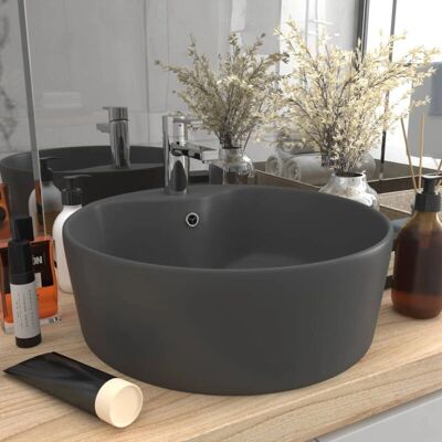 vidaXL luksusowy ceramiczny umywalka z przelewem - Ciemnoszara - Umywalka vidaXL luksusowy ceramiczny umywalka z przelewem - Ciemnoszara - Umywalka