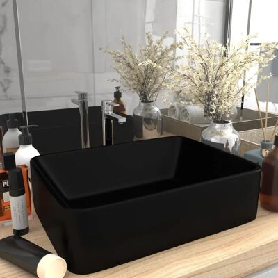 vidaXL Luxe Wastafel Mat Zwart 41x30x12 cm Keramiek - Wastafel vidaXL Luxe Wastafel Mat Zwart 41x30x12 cm Keramiek - Wastafel