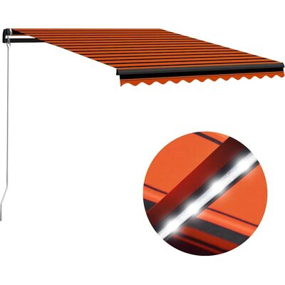 vidaXL Manuelle Markise mit LED - 350x250cm Orange Braun vidaXL Manuelle Markise mit LED - 350x250cm Orange Braun