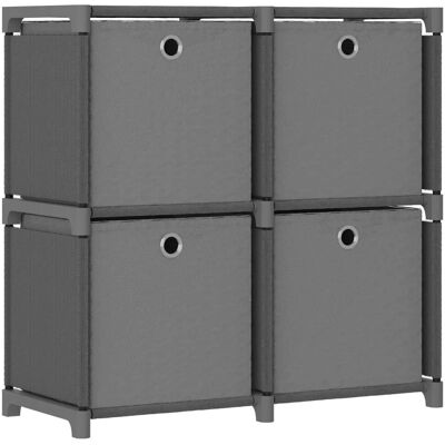 vidaXL 4-Cube Display Shelf mit Boxen Grau Stoff Aufbewahrungseinheit - Wohnzimmerschrank vidaXL 4-Cube Display Shelf mit Boxen Grau Stoff Aufbewahrungseinheit - Wohnzimmerschrank