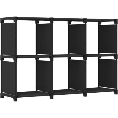 vidaXL 6-Kubige Display-Regal Schwarz Stoff - Bücherregal vidaXL 6-Kubige Display-Regal Schwarz Stoff - Bücherregal