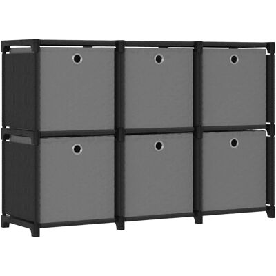 vidaXL Würfelregal mit 6 Boxen Schwarz Stofflager - Bücherregal vidaXL Würfelregal mit 6 Boxen Schwarz Stofflager - Bücherregal