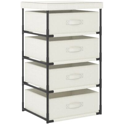 vidaXL Opbergrek met 4 stoffen manden staal crème - Storage Rack vidaXL Opbergrek met 4 stoffen manden staal crème - Storage Rack