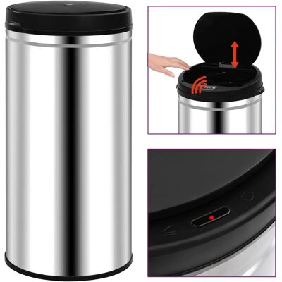 vidaXL Cubo de Basura con Sensor de Acero Inoxidable 70 L - Cubo de Basura vidaXL Cubo de Basura con Sensor de Acero Inoxidable 70 L - Cubo de Basura