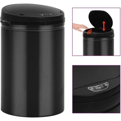 vidaXL Automatic Sensor Dustbin - 30L Black Kitchen Waste Bin vidaXL Automatic Sensor Dustbin - 30L Black Kitchen Waste Bin