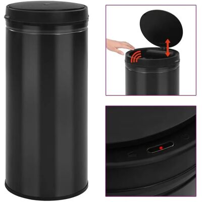 VidaXL Automatic Sensor Dustbin 80L Carbon Steel Black - Dustbin VidaXL Automatic Sensor Dustbin 80L Carbon Steel Black - Dustbin