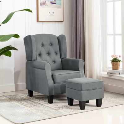 vidaXL Sessel mit Hocker Hellgrau Stoff Modernes Design vidaXL Sessel mit Hocker Hellgrau Stoff Modernes Design