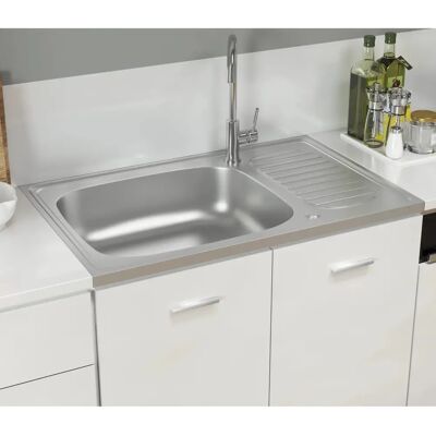 vidaXL Rustfrit stål køkkenvask med afløb - 800x500x155 mm vidaXL Rustfrit stål køkkenvask med afløb - 800x500x155 mm