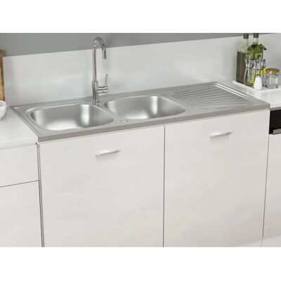 vidaXL Dobbel vask Rustfrit Stål 1200x500x155 mm vidaXL Dobbel vask Rustfrit Stål 1200x500x155 mm