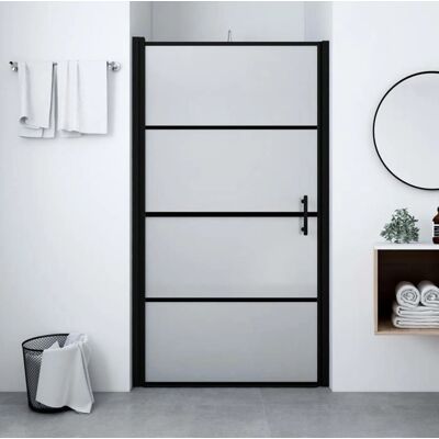 vidaXL Drzwi prysznicowe z hartowanego szkła - 91x195 cm - Czarny vidaXL Drzwi prysznicowe z hartowanego szkła - 91x195 cm - Czarny
