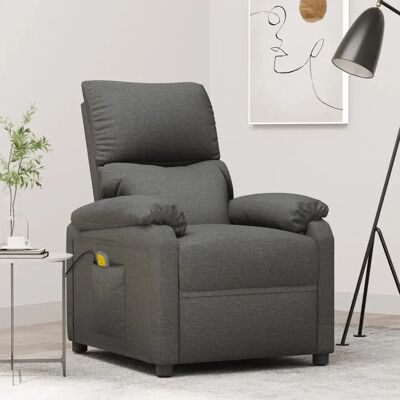vidaXL Massage Stoel Donkergrijs Stof - Ergonomisch Thuismeubilair vidaXL Massage Stoel Donkergrijs Stof - Ergonomisch Thuismeubilair