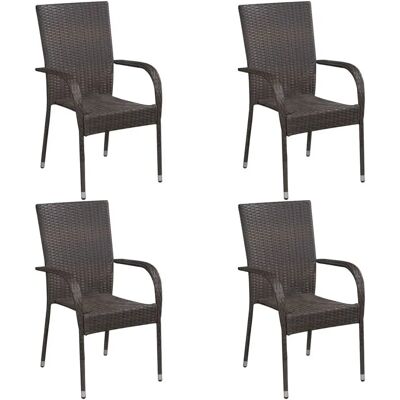 vidaXL Stapelbare Gartenstühle 4 Stück. Poly Rattan braun vidaXL Stapelbare Gartenstühle 4 Stück. Poly Rattan braun