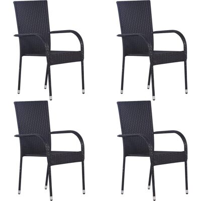 vidaXL Stapelbare Gartenstühle - Poly Rattan - Schwarz (4 Stk.) vidaXL Stapelbare Gartenstühle - Poly Rattan - Schwarz (4 Stk.)