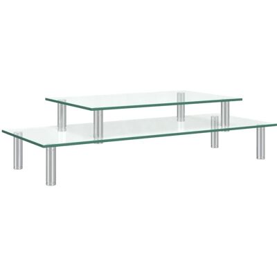 vidaXL Monitorständer 2-stufig Transparentes Glas vidaXL Monitorständer 2-stufig Transparentes Glas