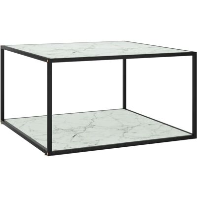 vidaXL Couchtisch Schwarz mit Weißem Marmor Glas 90x90x50 cm - Couchtisch vidaXL Couchtisch Schwarz mit Weißem Marmor Glas 90x90x50 cm - Couchtisch