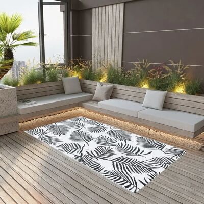 vidaXL Outdoor Rug ARAKIL White and Black - Outdoor Rug vidaXL Outdoor Rug ARAKIL White and Black - Outdoor Rug