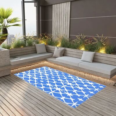 vidaXL Outdoor Rug Blue and White 120x180 cm PP - Outdoor Rug vidaXL Outdoor Rug Blue and White 120x180 cm PP - Outdoor Rug