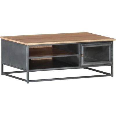 vidaXL Grijze salontafel 90x50x35 cm Massief acaciahout - Salontafel vidaXL Grijze salontafel 90x50x35 cm Massief acaciahout - Salontafel