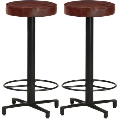 Vidaxl Braune Leder Barhocker Set aus 2 Vidaxl Braune Leder Barhocker Set aus 2