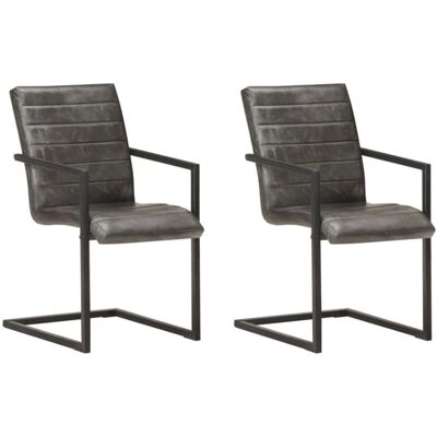 Sillas de comedor de cuero gris con efecto voladizo VidaXL - Silla de comedor Sillas de comedor de cuero gris con efecto voladizo VidaXL - Silla de comedor